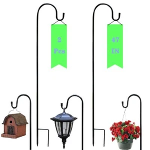 2 Pack Shepherds Hooks for Outdoor 47 inch Garden Bird Feeder Pole for Hangin... - Picture 1 of 8