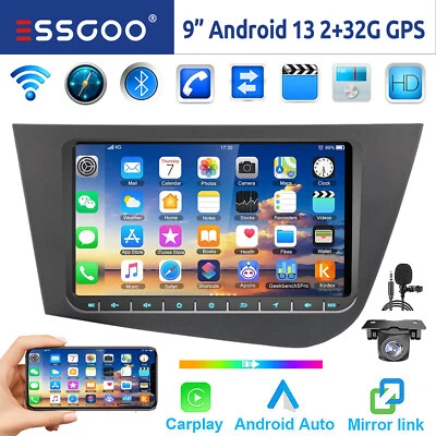 Android 13 Carplay Autoradio GPS Navi RDS WIFI MIK Kam Für Seat Leon 1P1 2005-11 - Bild 1 von 4