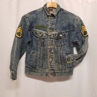Chaqueta de Camionero Jean Azul Estilo Militar Lee Grunge Años 90 Y2k De Colección Niños Md Foto 1 de 4