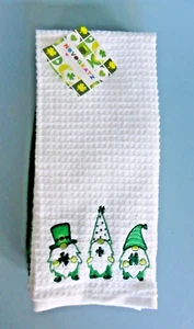 Novogratz 3-Pack Kitchen Towels Saint Patrick's Gnomes Green/White Embroidered - Picture 1 of 6
