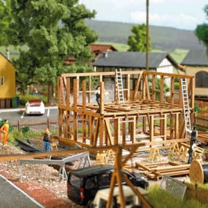 Busch 1371 casa de entramado de madera en construcción H0 - kit - nuevo en embalaje original - Imagen 1 de 2