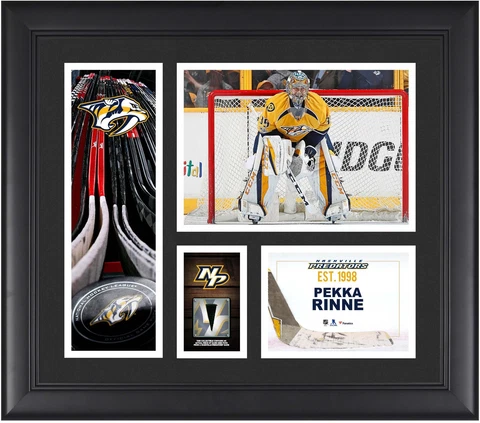Pekka Rinne Nashville Predators Framed 15x17 Collage & Piece of G-U Puck Cover