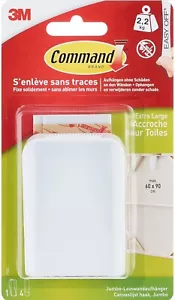 Command Jumbo Canvas Hangers, Indoor Use, White, 1 Wall Hanger, 4 Strips - Picture 1 of 1