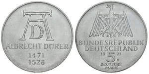 ALEMANIA 5 marcos plata 1971 S/C Albrecht Dürer 1471-1528 - 5 mark silver - Imagen 1 de 1