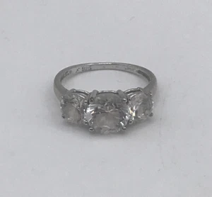 Vintage 925 Sterling Silber Ring mit 3 Strasssteinen Größe 6/7 - Bild 1 von 8