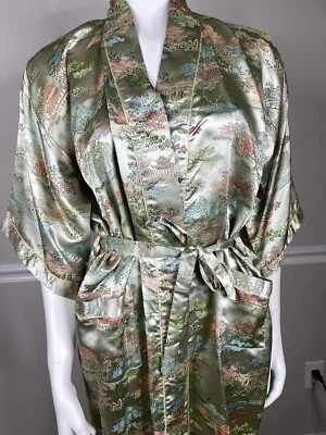 Vintage 80s Gold Asian Long Satin Robe  gold Medium Women’s Large Hong Kong - Image 1 of 4