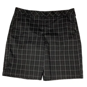 FILA Sport Golf Black Silver Plaid Bermuda Length Shorts Stretch Size 40 - Picture 1 of 5