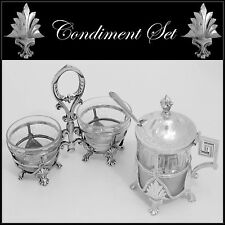 Gorgeous French Sterling Silver Baccarat Crystal Open Salt Caddy, Mustard Pot