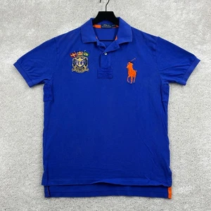 Polo Ralph Lauren Big Pony Shirt Mens Size Medium Blue Short Sleeve Polo Crest - Picture 1 of 12