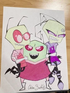 invader zim zeichnung 5 Standardgröße farbiges Kunstwerk - Bild 1 von 5