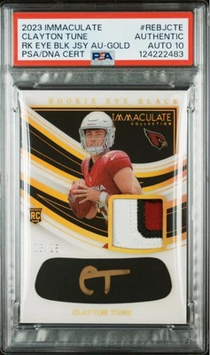 2023 Clayton Tune Immaculate Rookie Eye Black 3 Color Patch /25 Auth Auto PSA 10 - Image 1 of 3