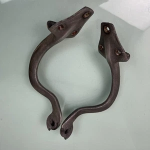 Koken Barber Chair Foot Rest Legs Mount Brackets Pair Set Cast Iron Parts USA - Picture 1 of 6
