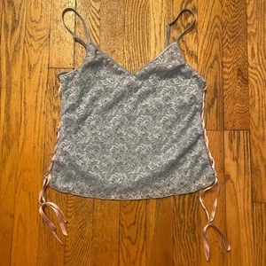 Act Int Coquette Y2K blau Spitze Camisole Crop Top Fee rosa Band Gr. Medium - Bild 1 von 7