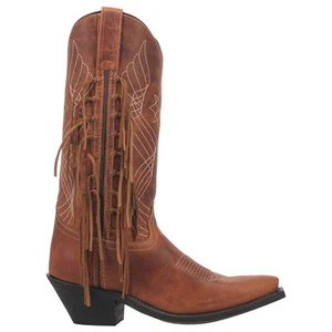 Laredo Blakely Fringe Snip Toe Cowboy Womens Brown Casual Boots 52384 - Picture 1 of 5