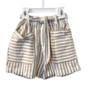Mayoral Girls Striped Paperbag Shorts Beige Size 8 Summer Casual - Picture 1 of 6