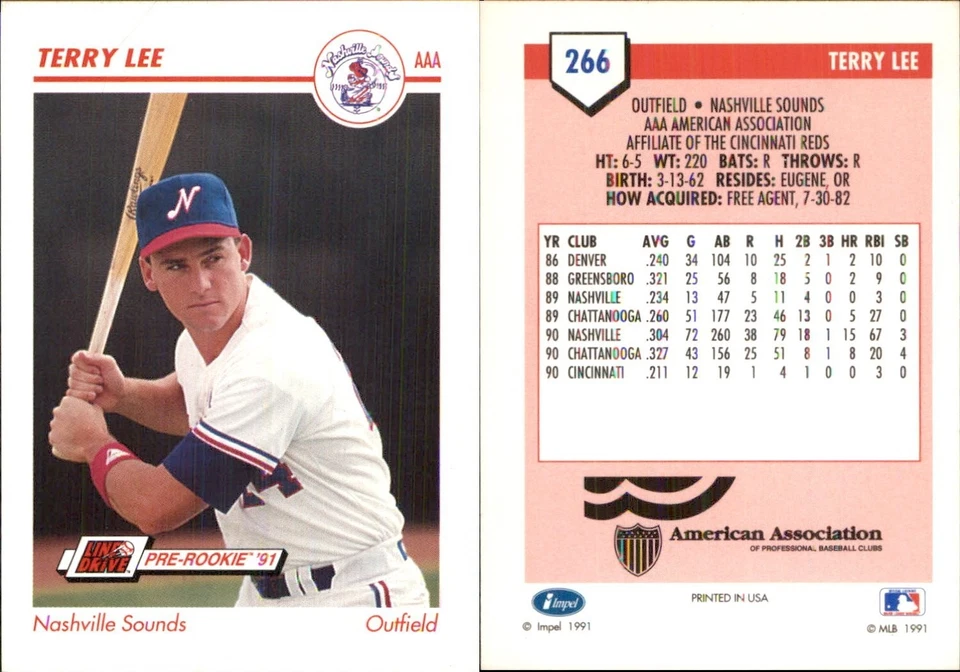 Terry Lee 1991 Line Drive AAA #266 RC Card FREE SHIP *AutographDen* - Image 1 of 1