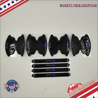 8pcs Black Car Door Handle Bowl Scratch Sticker Protector Film for Ford Foto 1 de 3