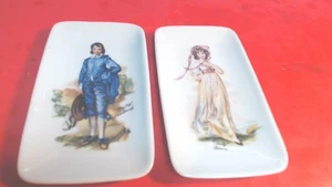 Vintage-FRANCIA-LIMOGES-Pinky Lawrance y Blue Boy-Bandejas de porcelana-Plato baratija - Imagen 1 de 6