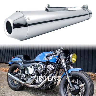 Silenciador silenciador tubo escape universal para motocicleta plateado para Harley Café Racer Foto 1 de 4
