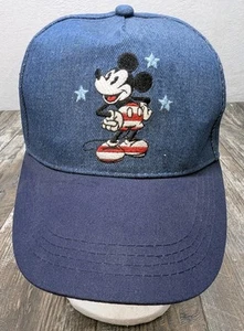 Mickey Mouse Hat NWTs Blue Denim Strapback Americana Patriotic Casual Adjustable - Picture 1 of 11