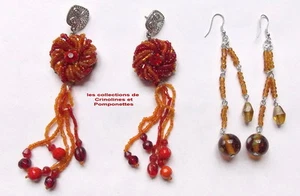 BOUCLES D'OREILLES FANTAISIE  FABRICATION ARTISANALE PERLES DE VERRE LOT DE 2* - Imagen 1 de 1