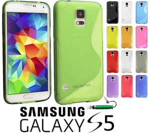 100% Gel Silicone Case TPU Cover/Skin For Samsung Galaxy S5 SV i9600 +Stylus Pen - Picture 1 of 25