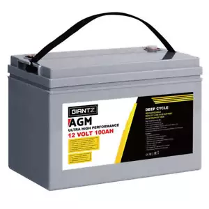 Giantz AGM Deep Cycle Battery 12V 100Ah Box Portable Solar Caravan Camping - Picture 1 of 6