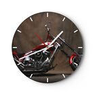 Horloge murale en verre 40x40cm Silencieuse Moto Chrome Roues Wall Clock