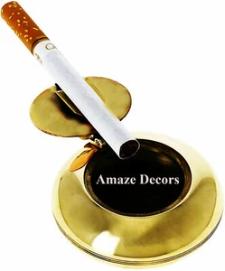 2" Nautical Brass Pocket Ashtray Anchor Inalid Round Shape Cigarette Ashtray - Picture 1 of 6