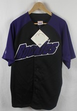 Colorado Rockies Majestic Black Purple Emrboidered Jersey Sz L
