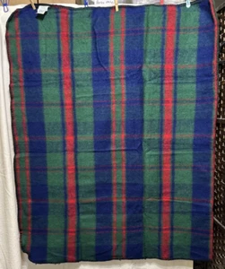 San Marcos Blanket Throw Made In Mexico 45 X 72 Acrylic Plaid Green Red - Picture 1 of 8