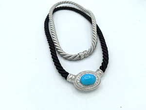 Judith Ripka Sterling Turquoise & CZ Enhancer w/Magnetic Necklaces - Picture 1 of 8