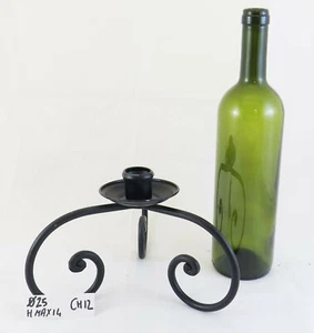 CANDELIERE IN FERRO BATTUTO VINTAGE PORTACANDELA SINGOLO CANDELABRO LUME CH12 - Foto 1 di 7