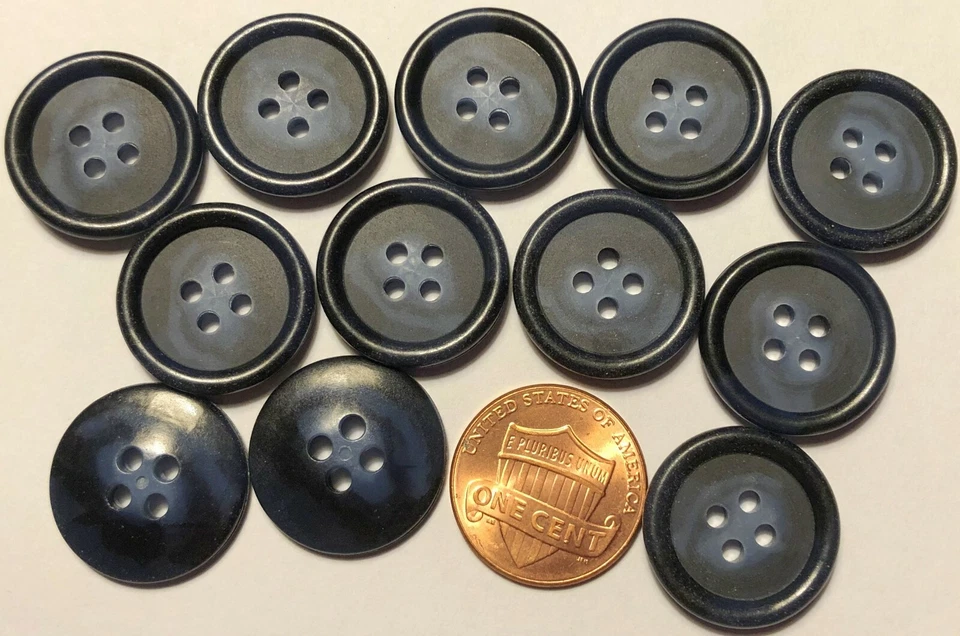 12 Navy Blue Plastic Sew-through Buttons Delicate Lighter Swirl 3/4" 19mm 10186 - Image 1 of 1