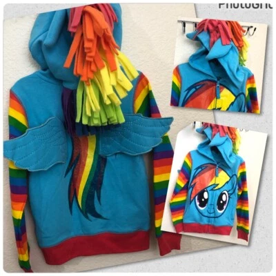 MY LITTLE PONY Girls Hooded Full Zip Hoodie Sweatshirt Wings Decorated NWT - Image 1 of 4