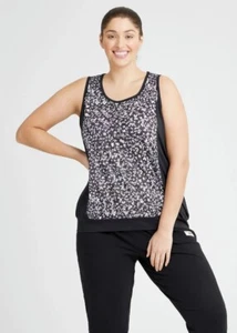 TS TAKING SHAPE ACTIVEWEAR DITSY ACTIVE TOP BLACK & WHITE Size XS (14-16) *NEW* - Picture 1 of 2