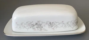 CAMELOT Butter Dish w/ Lid 1315 Carousel, Floral Design, Silver Rim - Picture 1 of 8