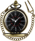 Smooth Vintage Alloy Pocket Watch with Chain Roman Numerals Scale