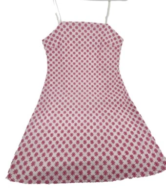 Vestido midi Trixxi para mujer talla pequeña blanco rosa sin mangas ojales usado Foto 1 de 4