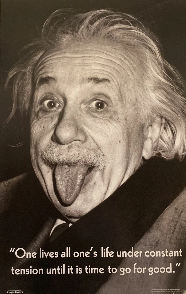 Albert Einstein Tongue Out Quote Poster 22 X 34 - Image 1 of 1