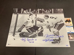 Bobby Hull Tony Esposito Blackhawks Autographed Signed 16x20 Beckett COA - Imagen 1 de 1