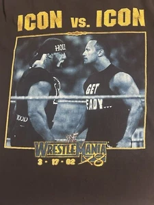 WWF WWE VINTAGE VTG WRESTLEMANIA 18 ICON VS ICON EVENT SHIRT THE ROCK HOGAN 2002 - Picture 1 of 7
