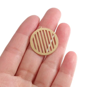 10Pcs Raw Brass Hollow Round Circle Charms Pendants 25*27mm DIY Jewellery Making - Bild 1 von 6