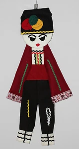 Hand made Bulgarian traditional folk costume wool doll wall decoration - Picture 1 of 7