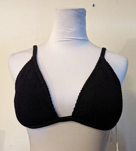 New Good American sz 0 textured Bikini Swimsuit Top only black swim 4515 - Picture 1 of 4