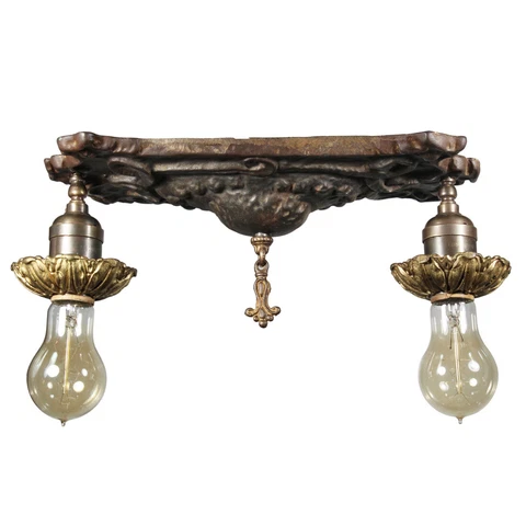 Art Nouveau Flush Mount Fixture in Cast Iron, Antique Lighting, NC4454 Cover