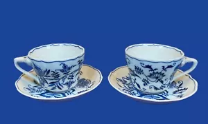 2 tazas de porcelana azul Danubio en azul y blanco Meissen con asas triangulares - Imagen 1 de 2