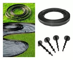 More details for flexible garden lawn grass edge, plastic border wall/ 10-100m + pegs [new black]