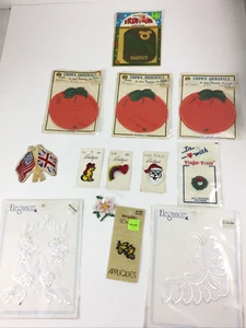 Vintage Sew Patches lot Oranges, Flags, Bees, Firehouse Dog, Santa, Rainbow etc. - Picture 1 of 12