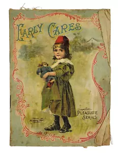 1898 Antique Children's Linen Cloth Book Reader EARLY CARES Pleasure Series - Picture 1 of 9
